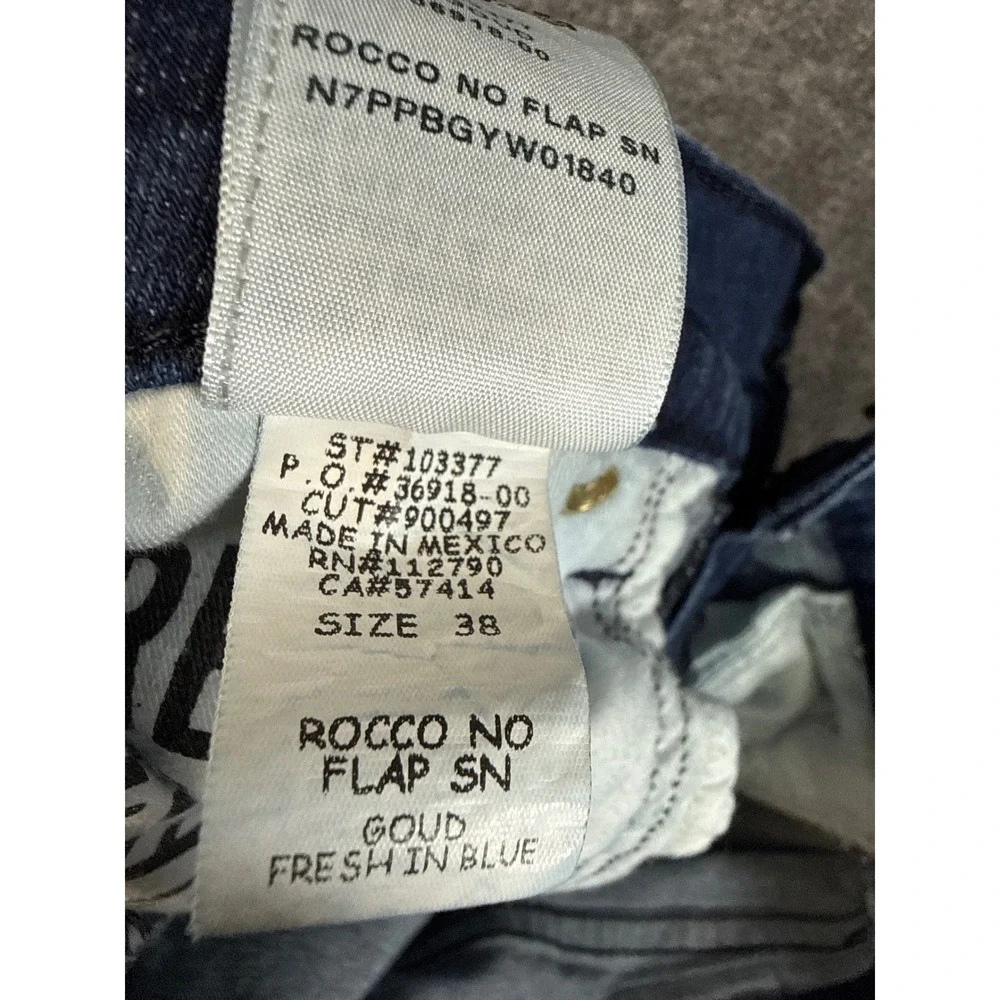 True Religion Mens Rocco No Flap SN Slim Fit Jeans Blue Gold Baroque Size 38 EUC